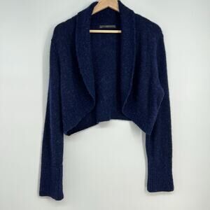 Peruvian Connection Alpaca Cropped Cardigan Womens Large Navy Blue Open Shrug